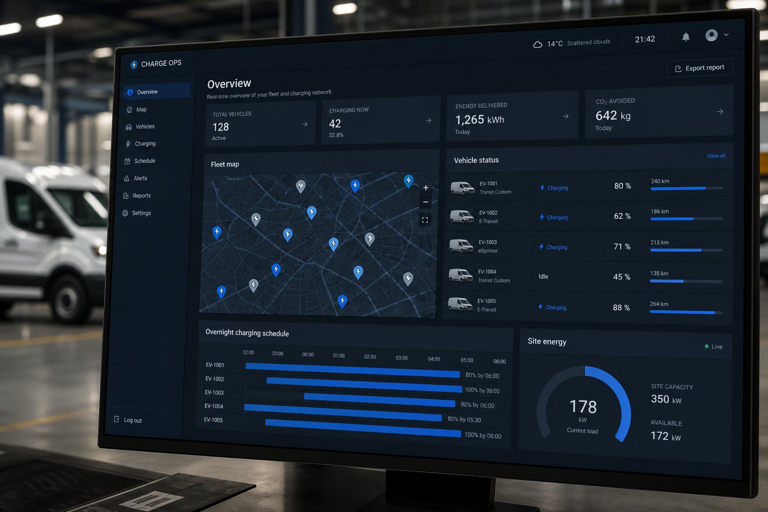 ChargeYard: EV fleet charging ops