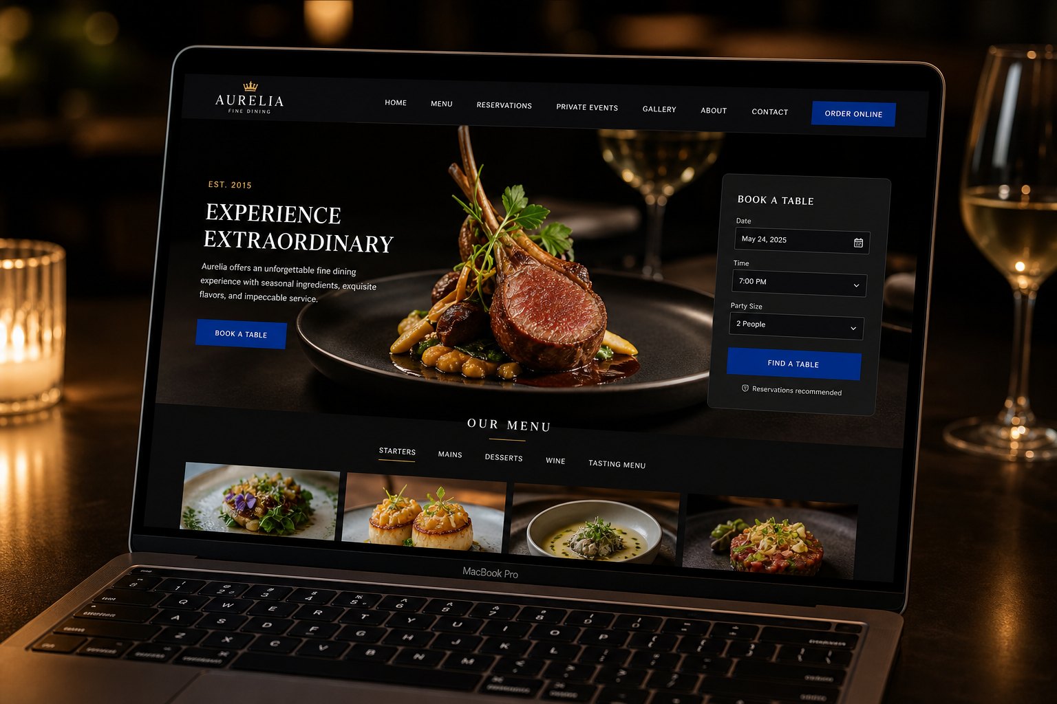 Table & Tome: restaurant brand + booking