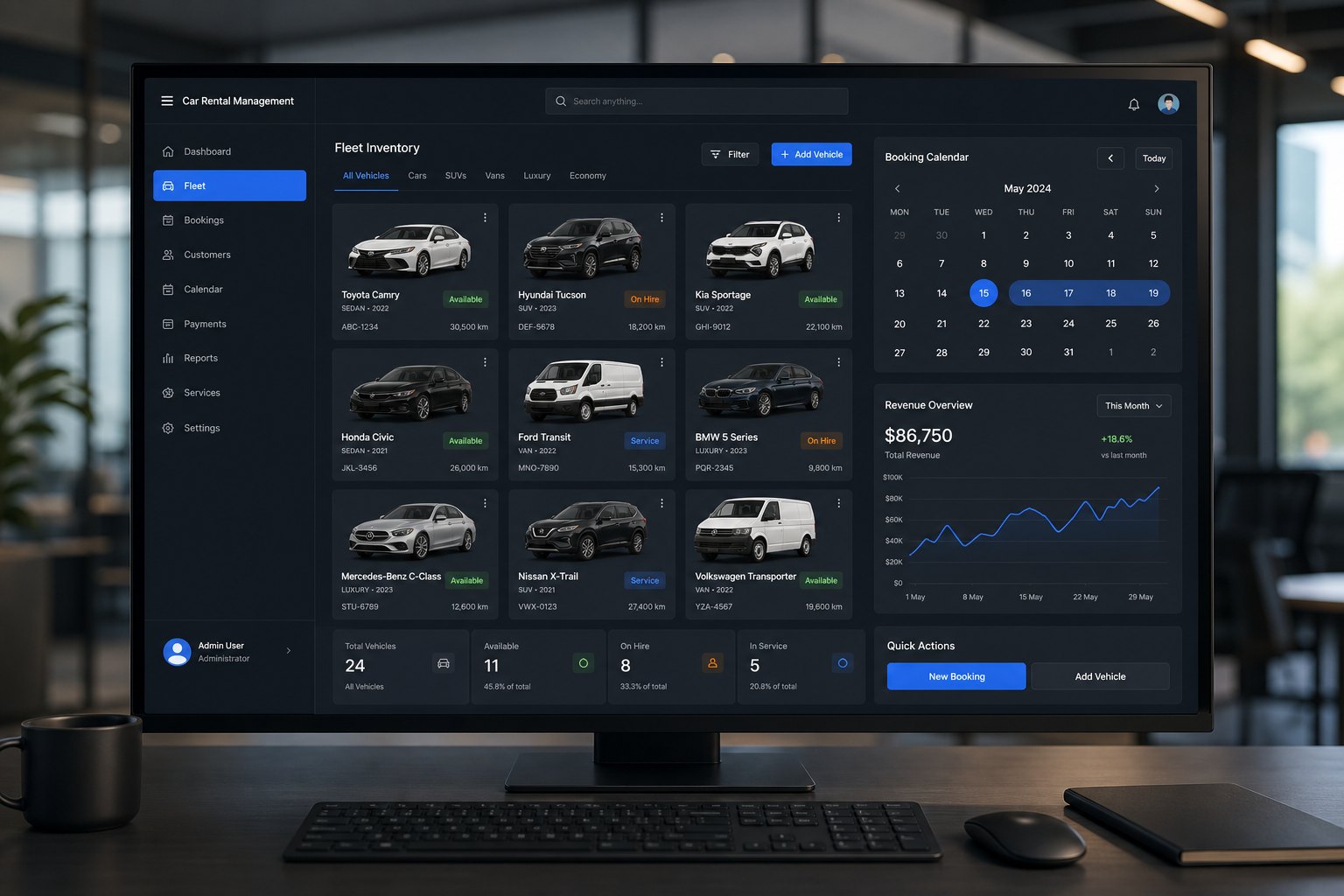 HireDesk: car rental management system